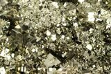 Shiny, Cubic Pyrite Crystal Cluster with Quartz - Peru #167728-2